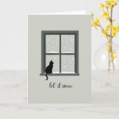 Black Cat Window Let It Snow Winter Card カード (黄色い花)