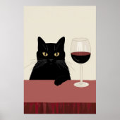 Black Cat Wine Lover Funny ポスター (正面)