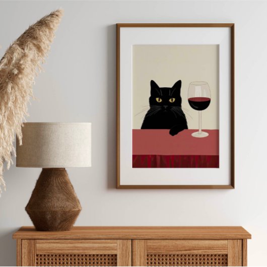 Black Cat Wine Lover Funny ポスター