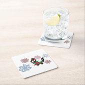 Black cat winter  スクエアペーパーコースター (インサイチュ)