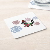 Black cat winter  スクエアペーパーコースター (アングル)