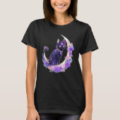 Black Cat Witch Crescent Moon Witchy Crystal Paste Tシャツ (正面)