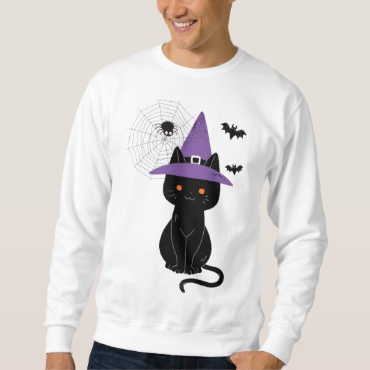 Black Cat Witch Halloween スウェットシャツ (正面)