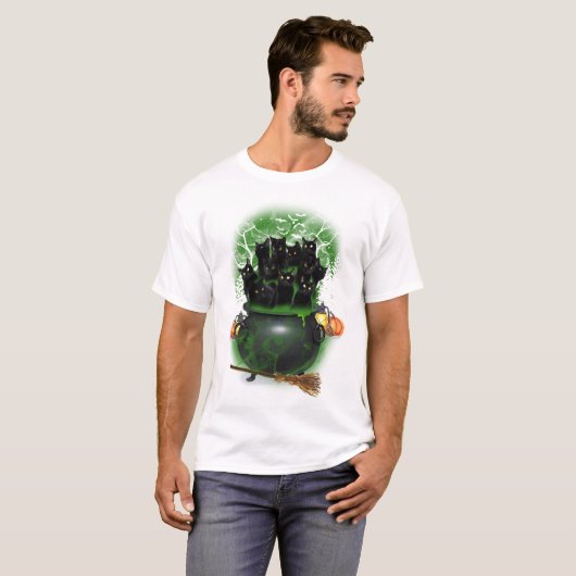 Black Cat Witch Halloween Tshirt Tシャツ (正面フル)