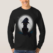Black Cat Witch Hat Costume Tシャツ (正面)