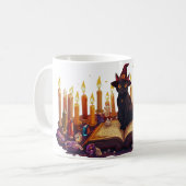 Black Cat Witch Mug | Magical Halloween Coffee Cup コーヒーマグカップ (正面左)