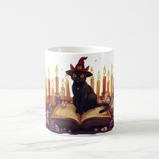 Black Cat Witch Mug | Magical Halloween Coffee Cup コーヒーマグカップ (中央)