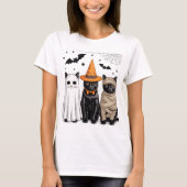 Black Cat Witch Scary Halloween Pumpkin Tシャツ (正面)