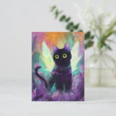 Black Cat With Angel Wings ポストカード (スタンド正面)