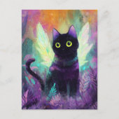 Black Cat With Angel Wings ポストカード (正面)