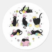 Black Cat with Bunny Eggs ラウンドシール (正面)