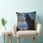 Black Cat With Christmas Lights Holiday クッション (椅子)