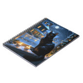 Black Cat With Christmas Lights Holiday ノートブック (左側)