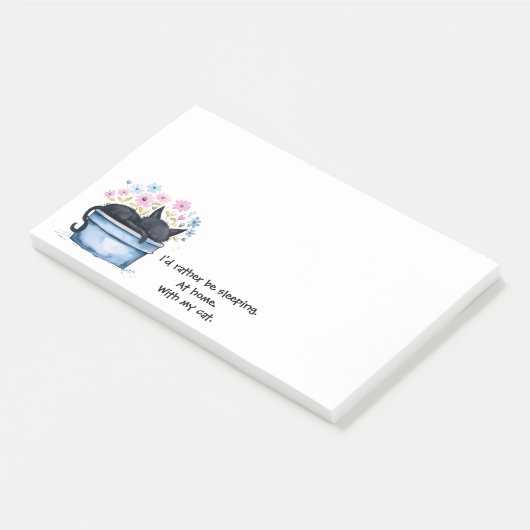 Black Cat with Flowers I'd Rather Be Sleeping ポストイット (アングル)