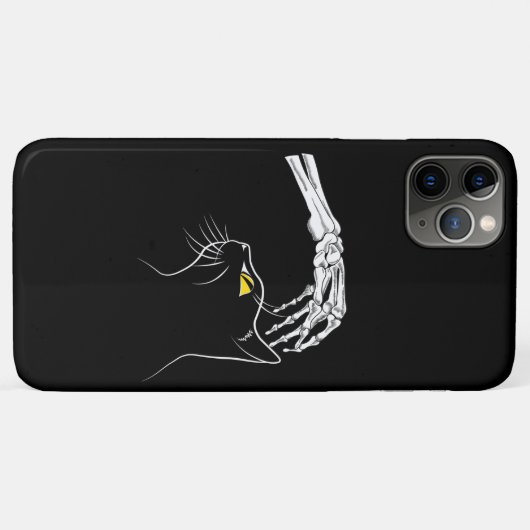 Black Cat With Skeleton Hand Halloween Spooky Case-Mate iPhoneケース (裏面(横))