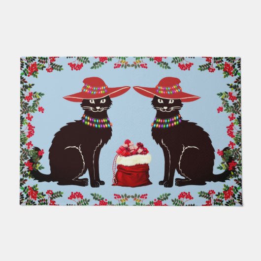 Black Cat X-mas ドアマット (正面)