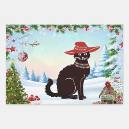 Black Cat X-mas ラッピングペーパーシート