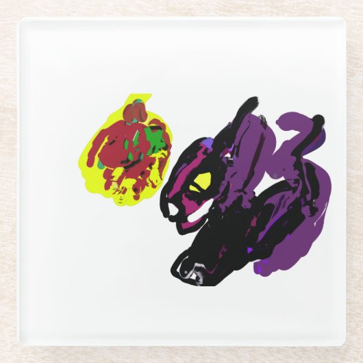 Black Cat yes Autumn ガラスコースター (正面)