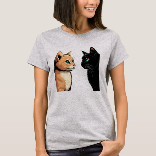 Black Cat Zoning Out - Kittenおもしろいミーム Tシャツ (正面)
