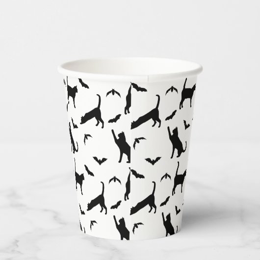Black Cats And Bats Simple Cute Pattern Halloween 紙コップ (右)