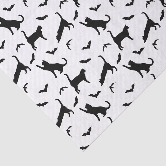 Black Cats And Flying Bats Halloween Pattern 薄葉紙 (詳細)