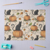 Black Cats and Pumpkins Halloween Pattern 薄葉紙 (クラフト)