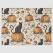 Black Cats and Pumpkins Halloween Pattern 薄葉紙 (正面)