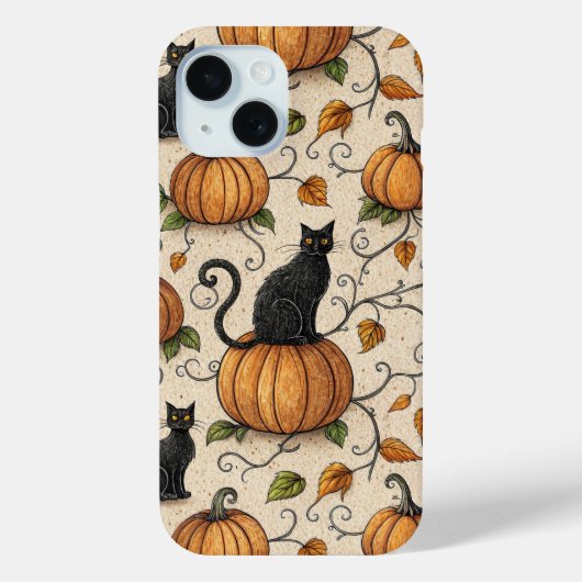 Black Cats and Pumpkins Halloween Pattern Case-Mate iPhoneケース (裏面)