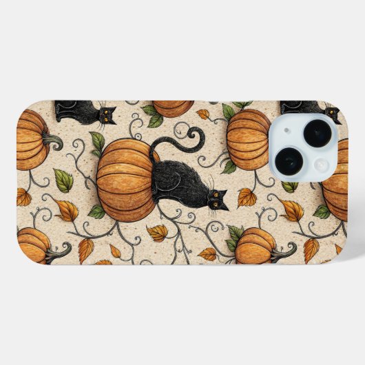 Black Cats and Pumpkins Halloween Pattern Case-Mate iPhoneケース (裏面 (横))