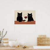 Black Cats and Red Wine Minimalist  ポスター (キッチン)