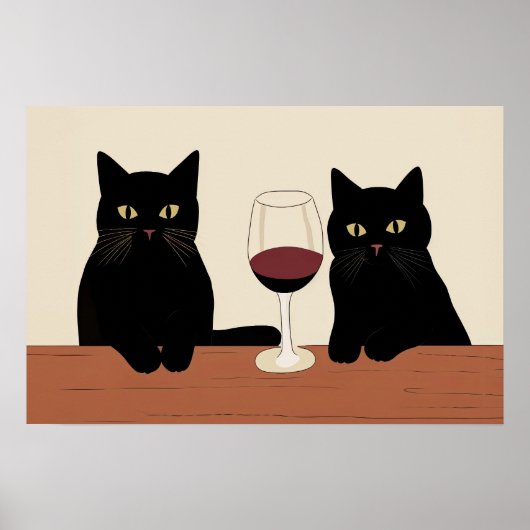 Black Cats and Red Wine Minimalist  ポスター (正面)