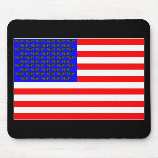Black Cats And Stripes Flag マウスパッド (正面)