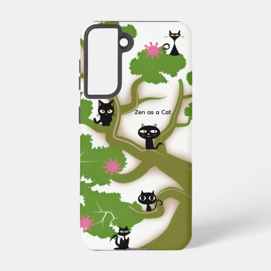 Black Cats Bonsai Tree Galaxy Case – White Samsung Galaxyケース (裏面)