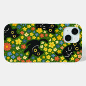 Black Cats | Cute Black Cats Floral Meadow Pattern Case-Mate iPhoneケース (裏面 (横))