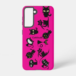 Black Cats Fuchsia Samsung Galaxy Phone Case Samsung Galaxy S21ケース