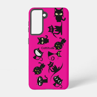Black Cats Fuchsia Samsung Galaxy Phone Case Samsung Galaxy S21ケース