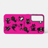 Black Cats Fuchsia Samsung Galaxy Phone Case Samsung Galaxyケース (裏面横)
