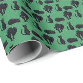 Black Cats Halloween Witch's Cat Pixel Art Pattern ラッピングペーパー (ロールコーナー)