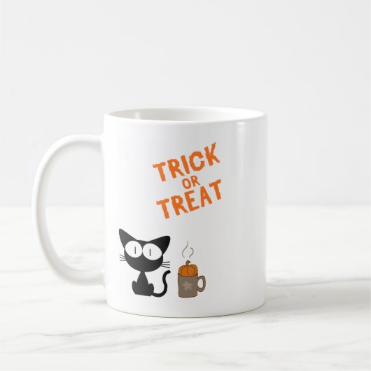 Black Cats, Hot Coffee & Halloween Vibes コーヒーマグカップ (左)