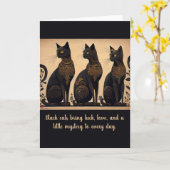 Black Cats Lover Folded Greeting Card カード (黄色い花)