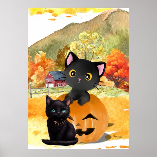 Black Cats “Mommy and Me” Wall Art Poster  ポスター (正面)