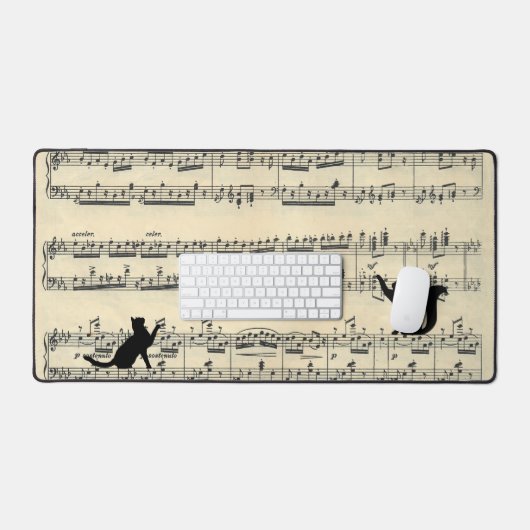 Black Cats on Sheet デスクマット (キーボード&マウス)