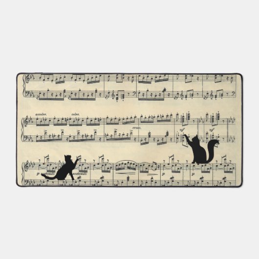 Black Cats on Sheet デスクマット (正面)