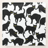Black Cats on White ガラスコースター (正面)