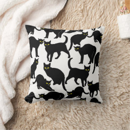 Black Cats on White クッション
