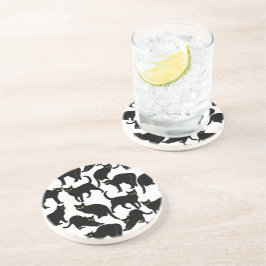 Black Cats on White コースター