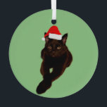 Black Cat's Photo切り出しwith Santa Hat Green ガラスオーナメント<br><div class="desc">クリスマスパーソナライズされたの飾り付け素晴らしは祝クリスマスにペットを飾る方法だ。黒猫の赤と白写真にサンタ帽のスケッチ。背景は緑。猫もしの写真を自分のペットの切り出しの写真に置き換えたい。編集クリックデザインでペットの頭に合わせてサンタ帽子を調整できる。あなたもしは救済パーソナライズが必要だ、メッセージを下さい。</div>