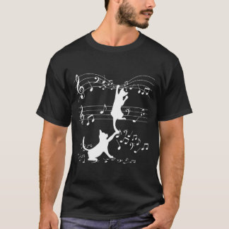 Black Cats Playing With Music Note Cat Tシャツ