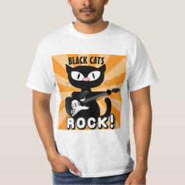 BLACK CATS ROCK! 黒猫のキャラクターがギターを演奏 Tシャツ