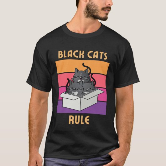 Black Cats Rule  Cute Tuxedo Cats in Box Cozy Myst Tシャツ (正面)